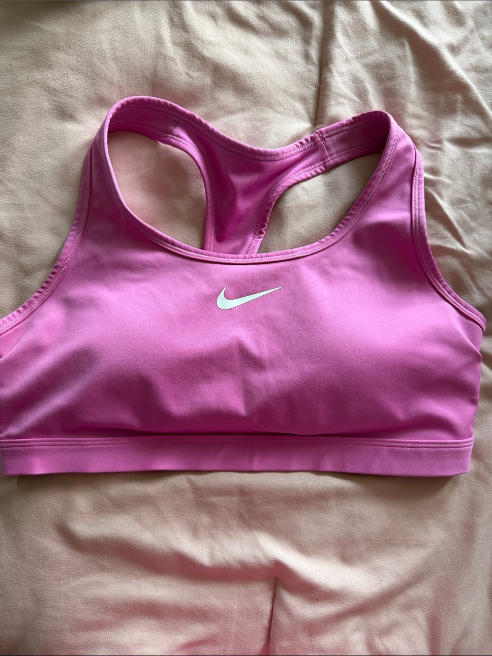 Nike Pink Racerback Sports Bra with White Swoosh